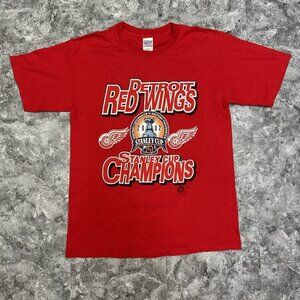 Vintage Detroit Red Wings 2002 Stanley Cup Champions T Shirt Hanes Tag Size L